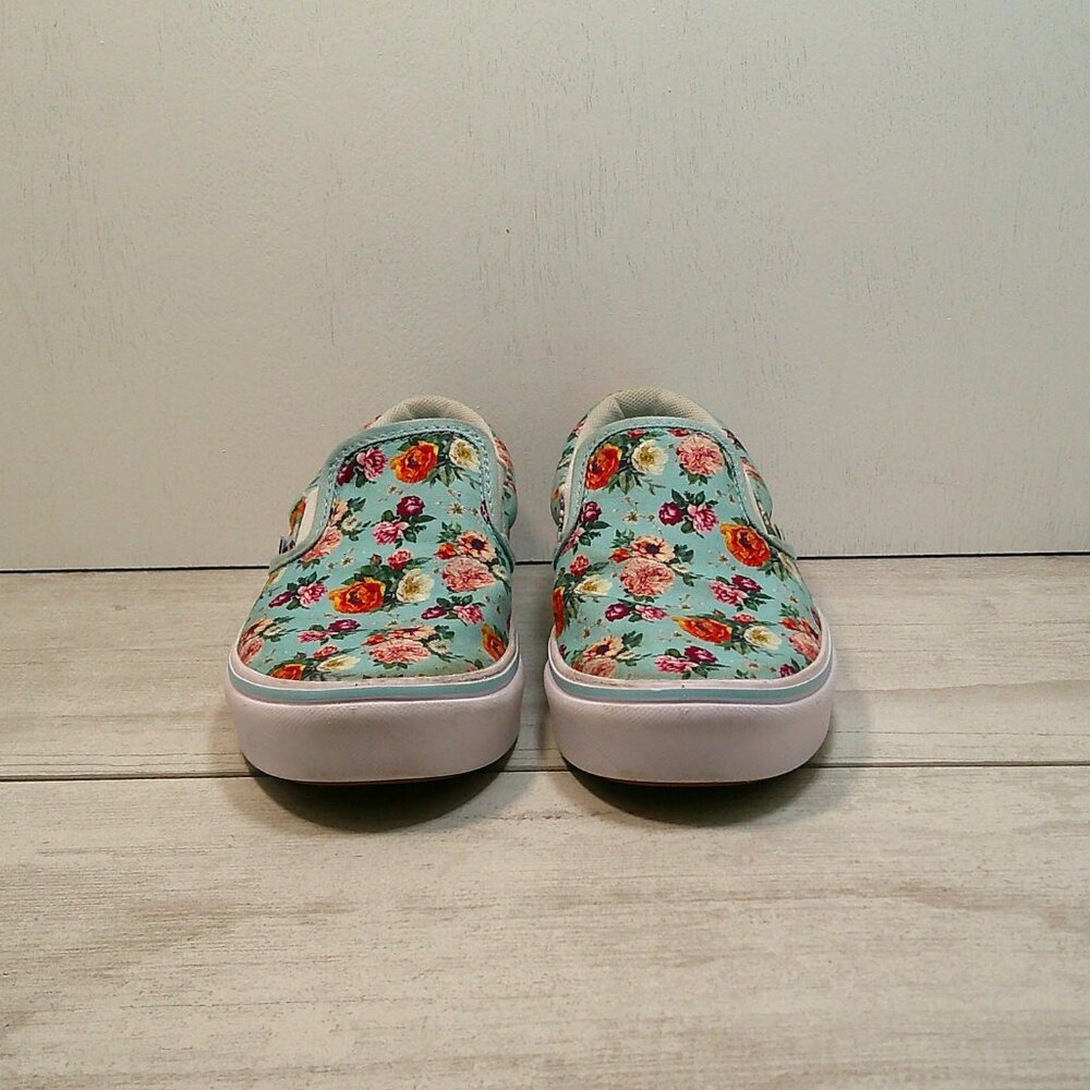 Vans Girls Garden Floral Comfycush Blue Classic Slip-on Size 2.5 - Picture 4 of 12